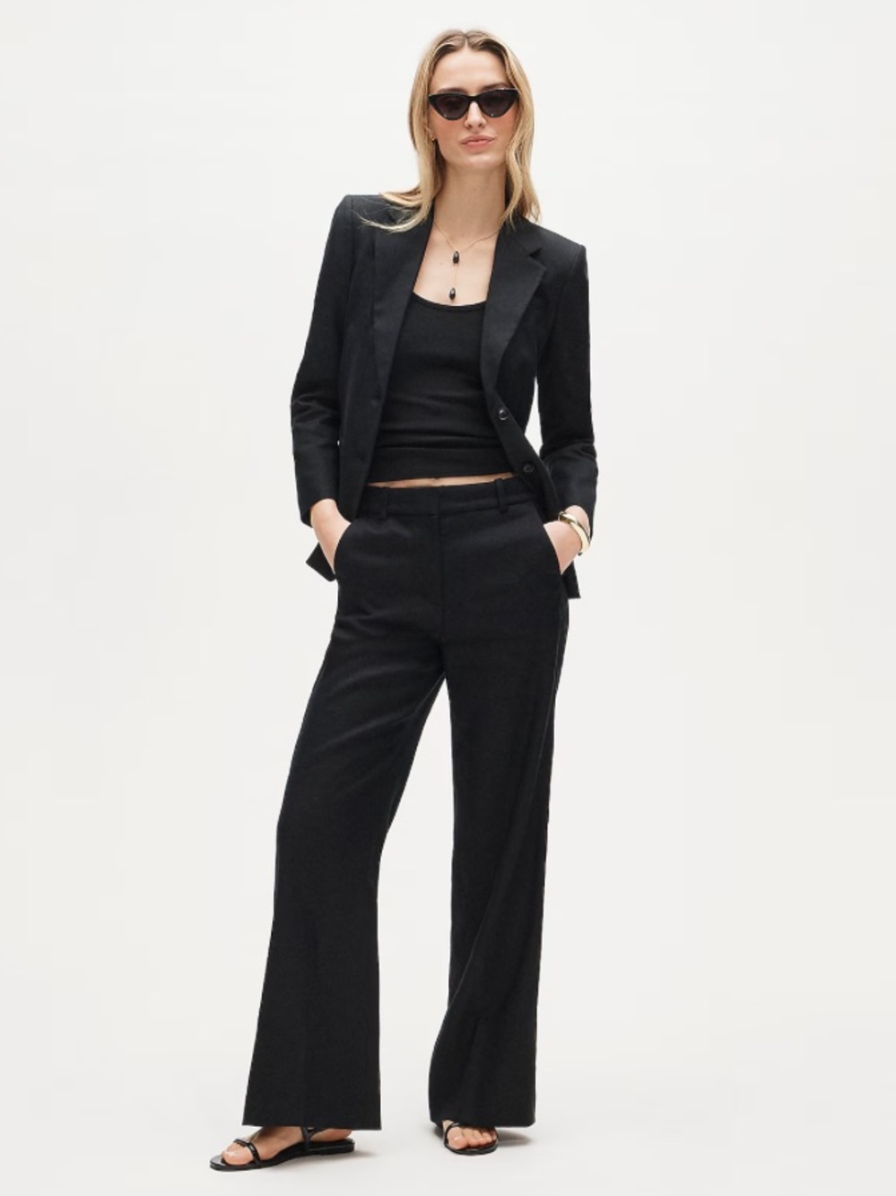 J. Crew Carolina flare pant in stretch linen blend - Black
